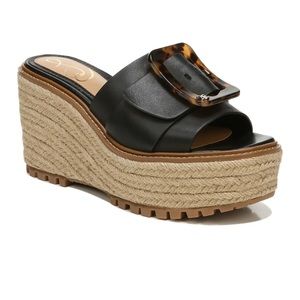 Sam Edelman Livi Black Leather Platform Slide